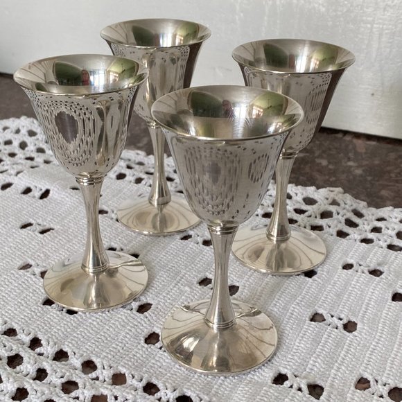 Set of 4 Valero Silver Plated Stemware, Cordial Cups, Made in Spain - Picture 5 of 16